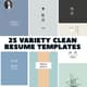 25 Variety Clean Resume Templates - Professional, Modern CV Designs for Impactful Job Applications and Career Growth 3