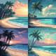 Serene Beach Pixel Art with Palm Trees - Vibrant Pixel Landscape Art for Game Designers and Digital Creators 1