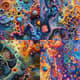 Abstract Cellular Structures - Vibrant Microcosm - Dynamic Abstract Art for Creative Spaces and Visual Storytelling 3