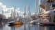 Futuristic Harbor City with Sky Bridges - Digital Art - Immersive Sci-Fi Urban Landscapes for Creators and Visionaries 1