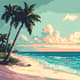 Serene Beach Pixel Art with Palm Trees - Vibrant Pixel Landscape Art for Game Designers and Digital Creators 5