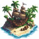 Pirate Ship at Tropical Dock Pixel - Isometric Pixel Art for Game Developers and Indie Creators 1