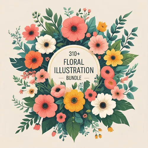 310+ Floral Illustration Bundle - CDR Pack - Versatile Nature & Landscape Vector Art for Designers and Creatives