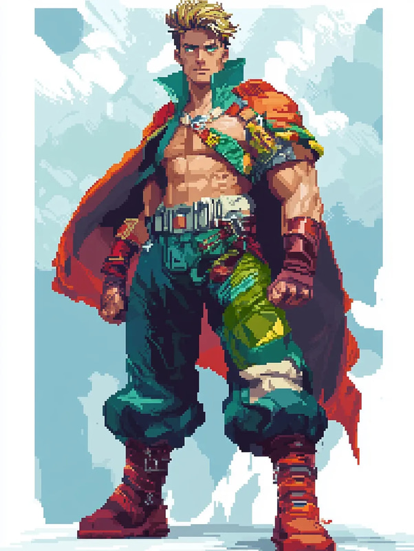 1980s Rock Star Pixel Portrait - Retro Pixel Art Portraits for Creative and Nostalgic Digital Projects