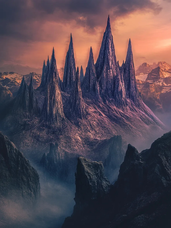 Alien Mountain Peak - Sci-Fi Outworldly Landscape Art for Immersive Creative Projects and Visual Storytelling