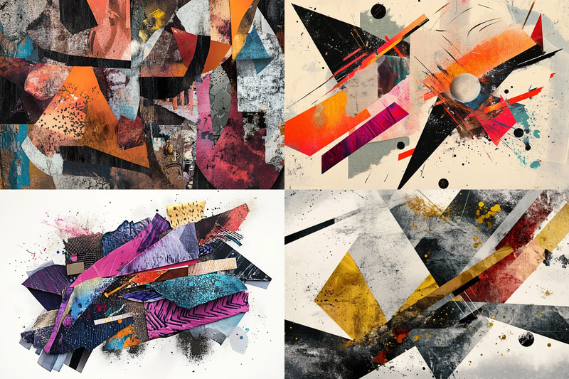 Bold Angular Collage Composition - Multimedia Design - Dynamic DecoEdge Wall Art for Modern Creative Spaces