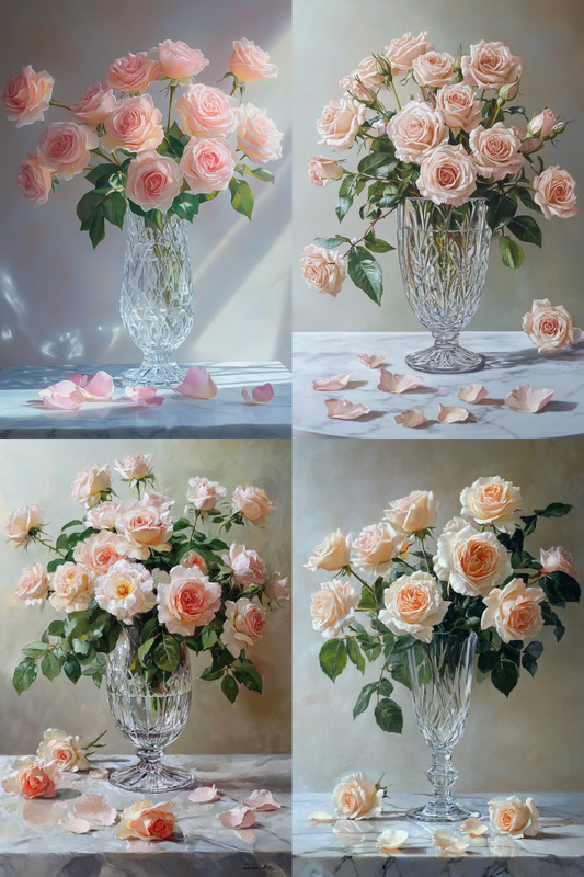 Bouquet of Roses Still Life Painting - Classic Floral Still Life Art for Elegant Home and Office Decor