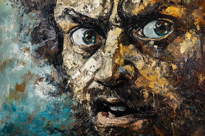 Earthy Toned Expressionistic Portrait of a Man - Artistic Expressionistic Portrait for Creative Projects and Personal Branding