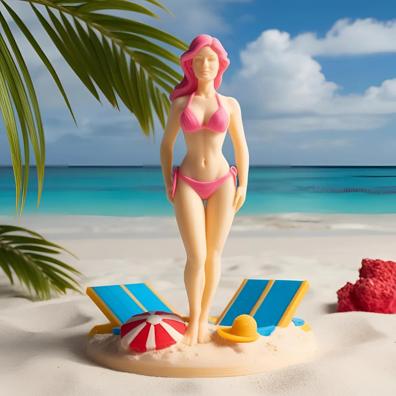 Beach Lady Figurine - Detailed 3D Printable Model for Creative Designers and Hobbyists