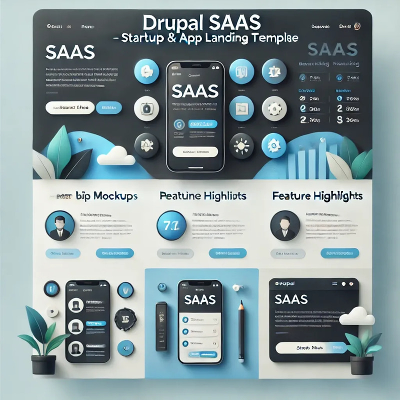 Drupal SaaS Startup App Landing Template - Modern Responsive Theme for Tech Startups and SaaS Platforms