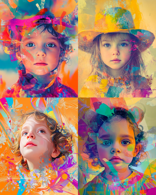 Whimsical Contemporary Child Portrait - Expressive Modern Portrait Art for Personal and Professional Creativity