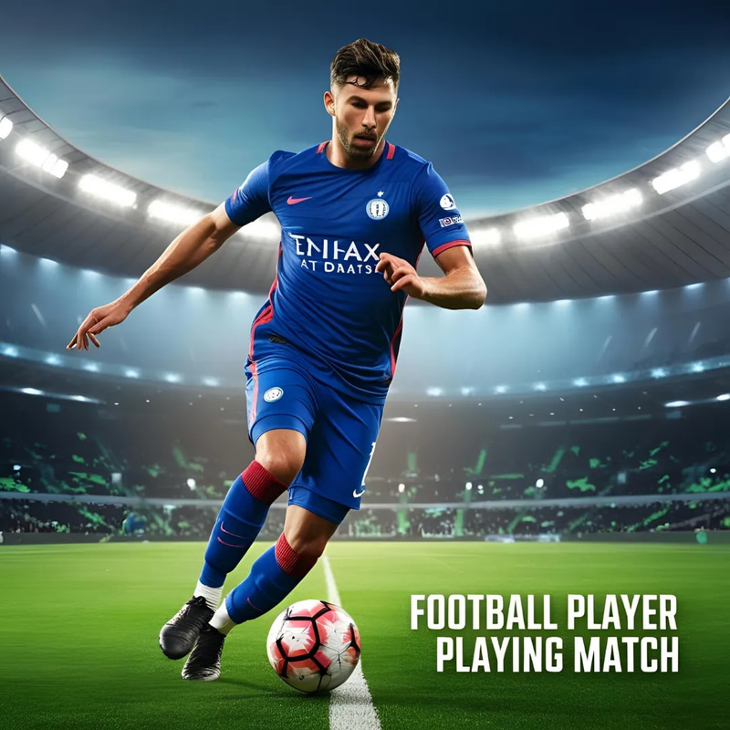 Football Player on Field Playing Match - Dynamic Sports Stock Video for Fitness and Athletic Projects 2025-2026