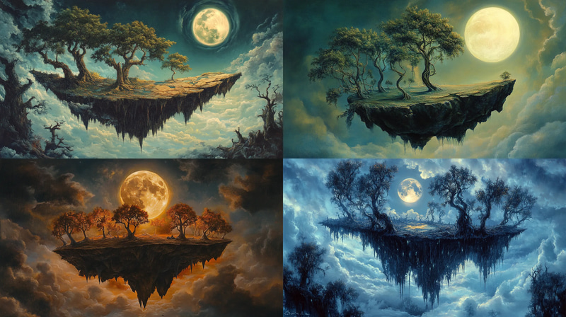 Floating Island in the Sky Artwork - Surrealist Heritage Brushworks for Timeless Artistic Expression