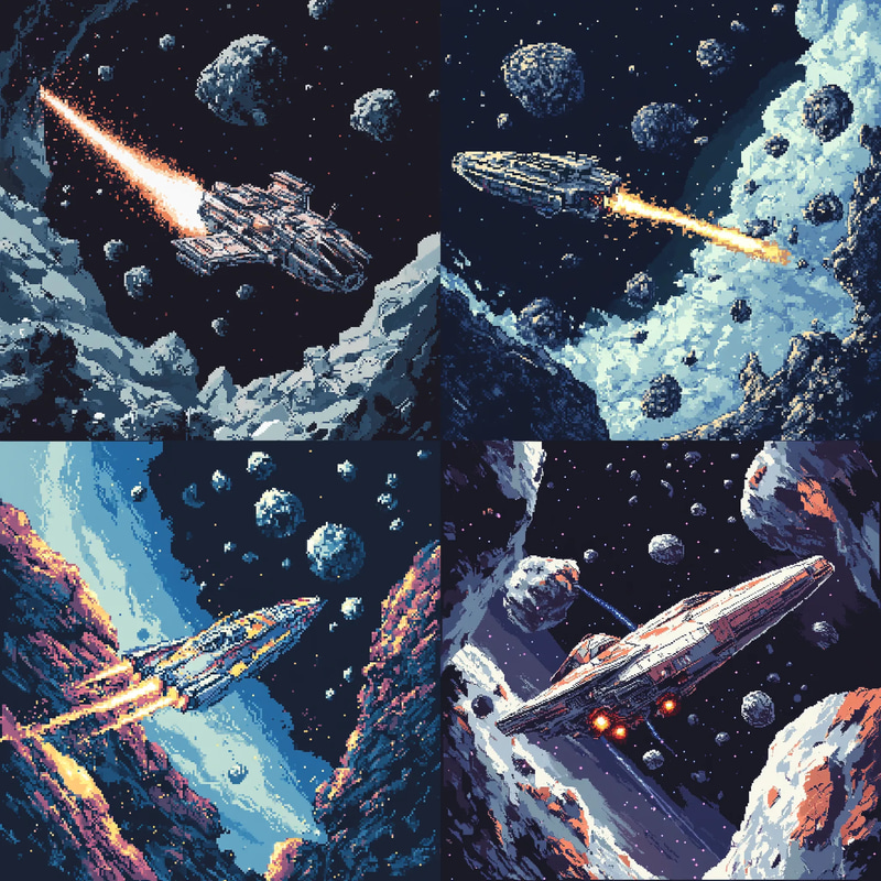 Retro Space Shooter with Spacecraft - Vibrant Pixel Art for Retro Gaming and Indie Developers