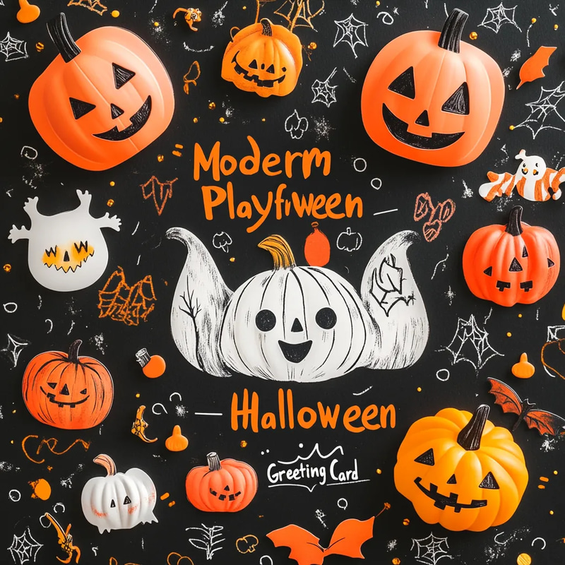 Modern Playful Photo Halloween Greeting Card - Contemporary Festive Invitation for Creative Celebrations