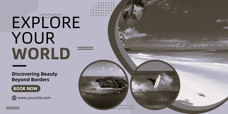 Travel Banner - Black Blue Minimalist Landscape - Sleek Marketing Banner Templates for Professional Brand Campaigns