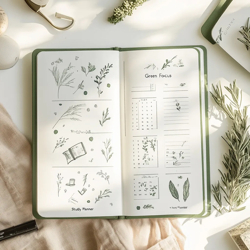 Green Focus Illustrated Study Planner - Academic Organizer for Students and Scholars to Boost Productivity and Achieve Goals