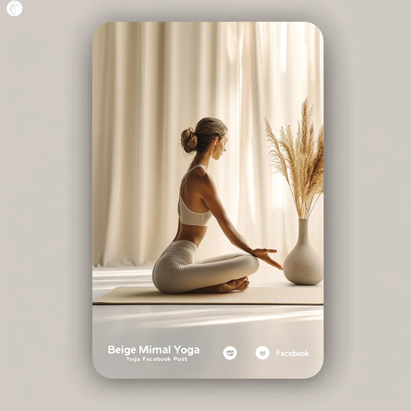 Beige Minimal Yoga Facebook Post - Clean and Serene Social Media Template for Wellness Brands and Influencers