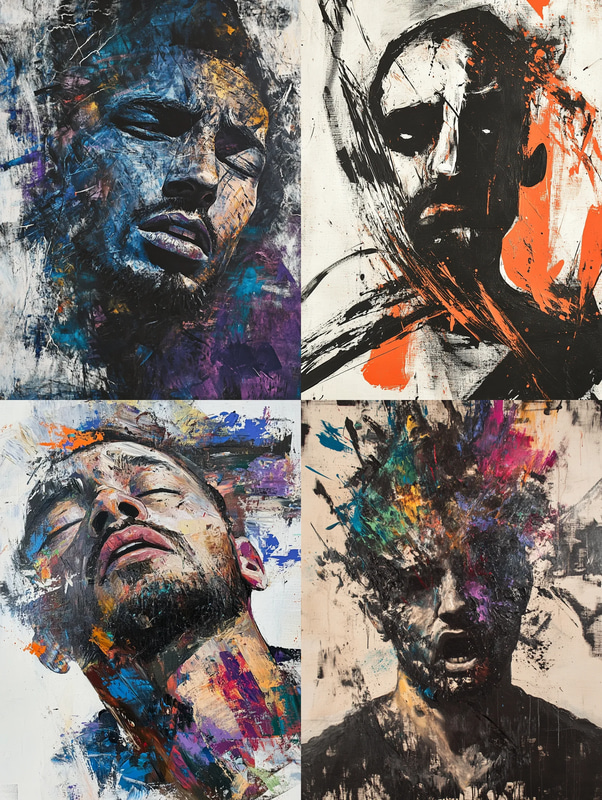 Monochromatic Abstract Male Portrait - Contemporary Minimalist Portrait Art for Modern Spaces and Creative Projects
