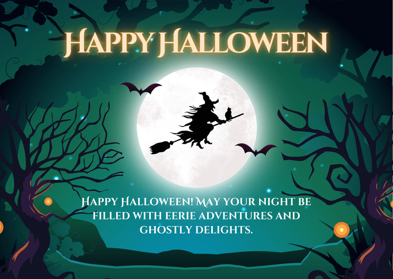 Modern Illustration Happy Halloween Greeting Card - Contemporary Festive Halloween Invitation for Creative Celebrations and Personal Use