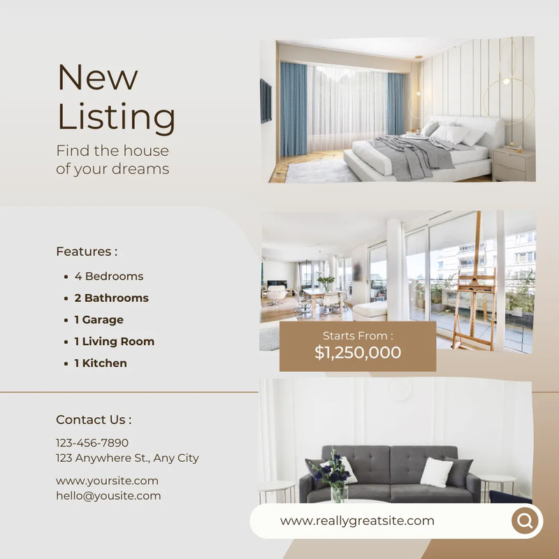 Real Estate Post Brown Gradient Instagram Listing Ad - Sleek Marketing Template for Real Estate Branding and Lead Generation