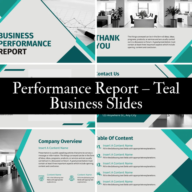 Performance Report - Teal Business Slides - Professional Presentation Templates for Clear, Impactful Business Reporting