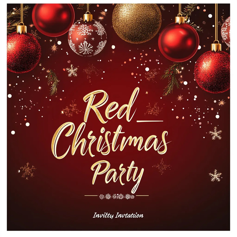 Red Gold Christmas Party Invitation - Elegant Festive Card Design for Memorable Holiday Celebrations