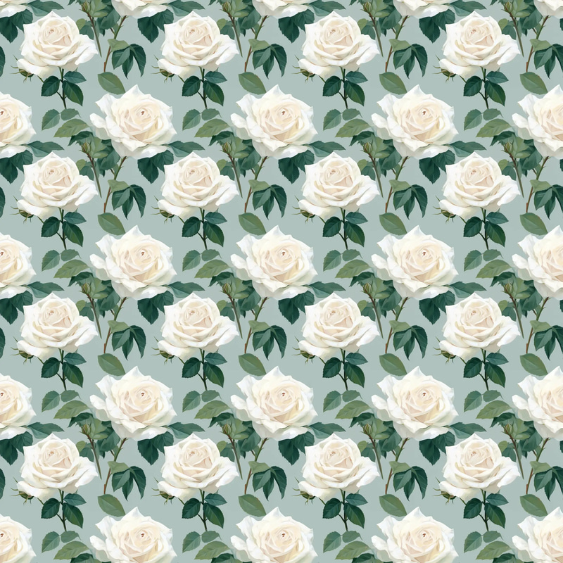 White Rose Elegance - Botanical Floral Pattern Collection for Refined Prints and Creative Design Projects