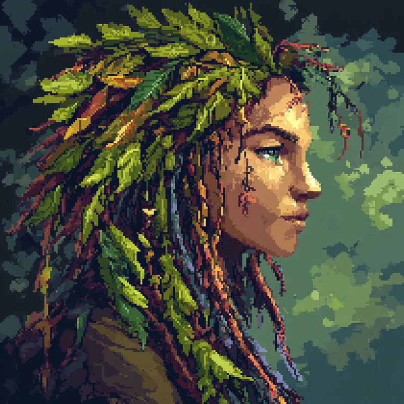 Mystical Druid Pixel Portrait - Enchanting Pixel Art Portraits for Creative Projects and Digital Storytelling