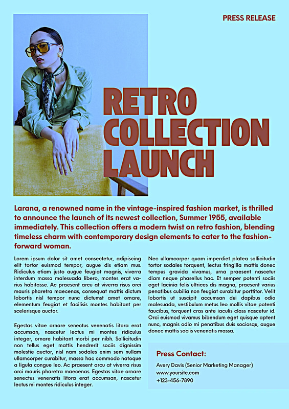 Bold Fashion Launch Press Release - Orange & Beige A4 - Stylish Business Communication Templates for Impactful Media Announcements