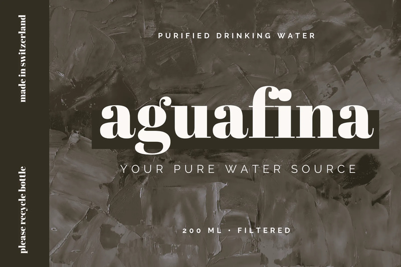 Textured Water Bottle Label - Teal Blue - Premium Food & Drink Packaging Templates for Commercial Branding