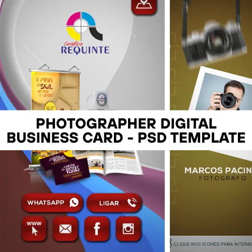Photographer Digital Business Card - PSD Template - Sleek Professional Business Card Design for Photographers and Creatives