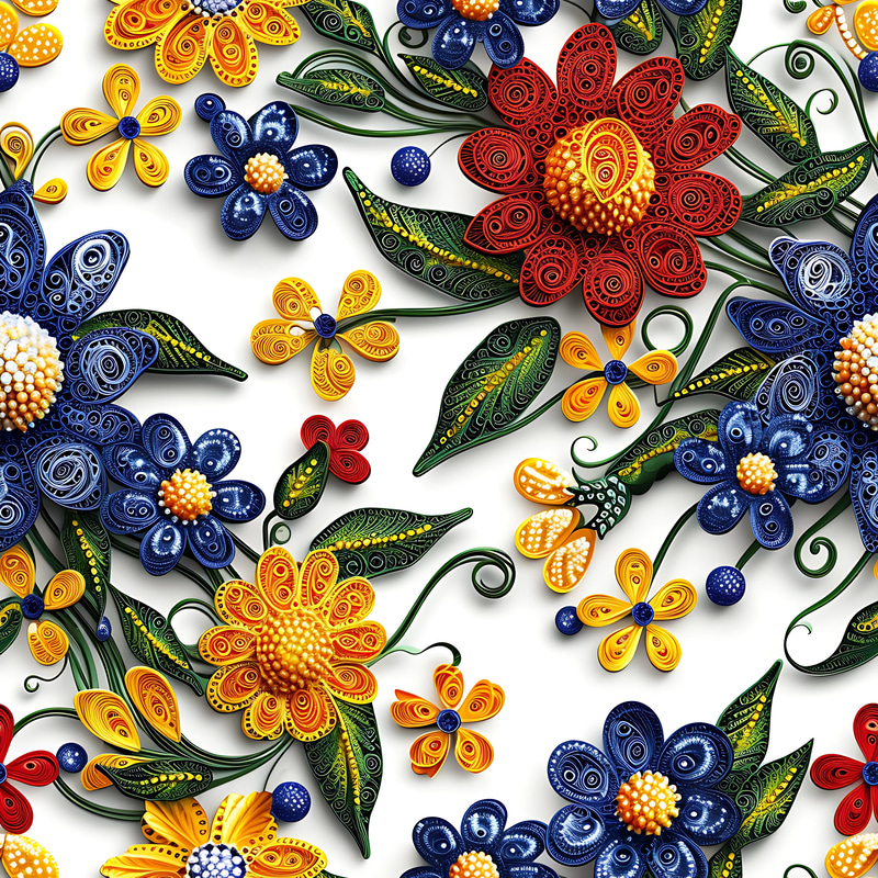 100 3D Paper Quilled Floral Patterns - Geometric Abstract Paper Art for Creative Designers and Printables