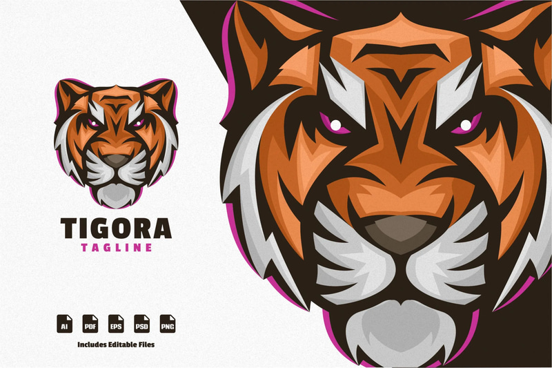 Tiger Head Mascot Logo - Bold Brand Identity Logo Template for Commercial & Creative Use