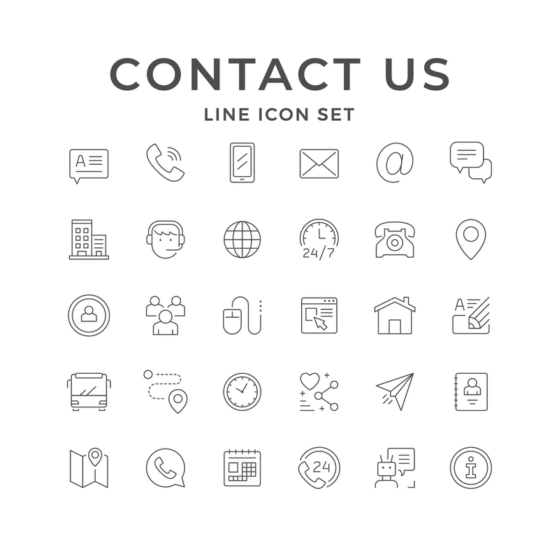 Contact Us Icons - Line Style Icon Pack - Sleek Minimalist Icons for Creative UI and Business Communication