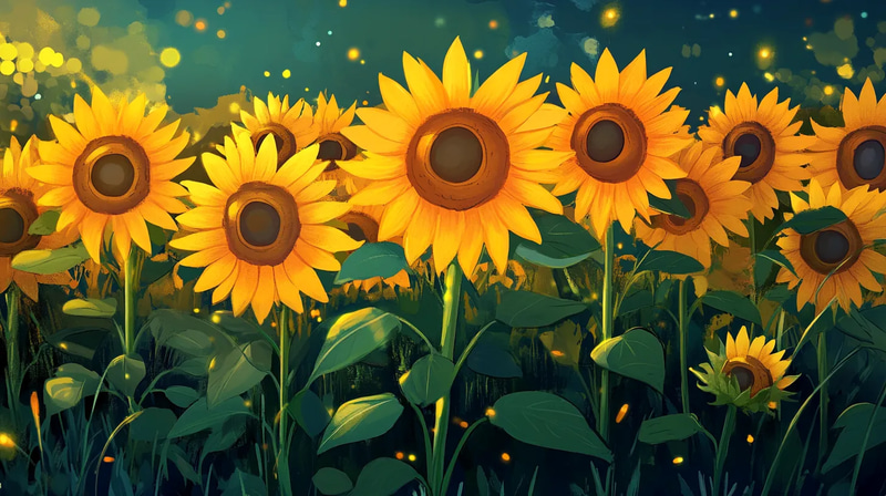 Stylized Vibrant Sunflower - Digital Wall Art - Bold Botanical Elegance for Creative Home & Office Decor