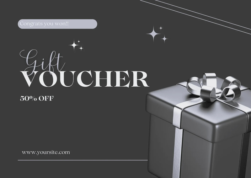 Dark Gold Charm Modern Gift Voucher - Elegant Virtual Certificate for Business & Personal Rewards 2025