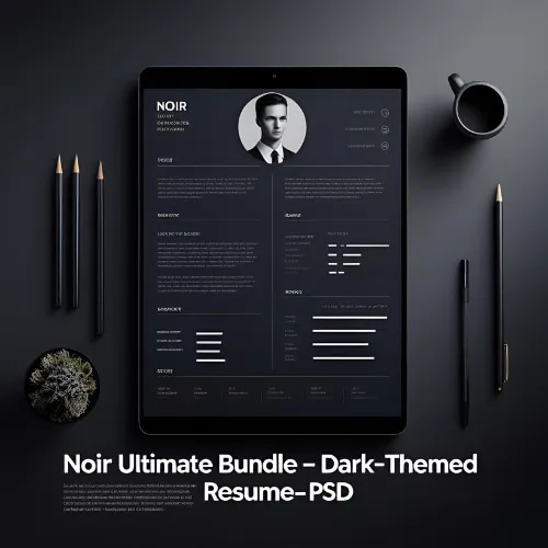Noir Ultimate Bundle - Dark-Themed Resume PSD - Professional Dark Mode CV Templates for Career Success