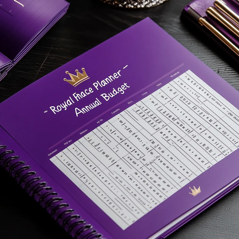 Royal Finance Planner Purple Annual Budget - Premium Financial Organizer for Smart Wealth Management and Yearly Budgeting