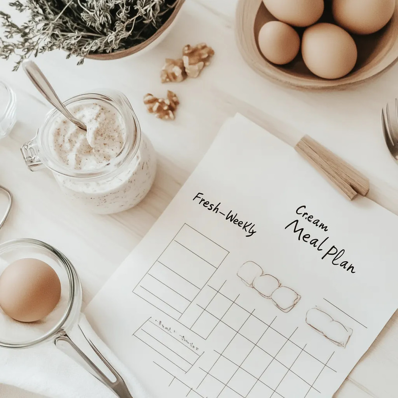 Cream Fresh Weekly Meal Plan Sheet - Streamlined Nutrition Planner for Healthy Lifestyle and Busy Schedules