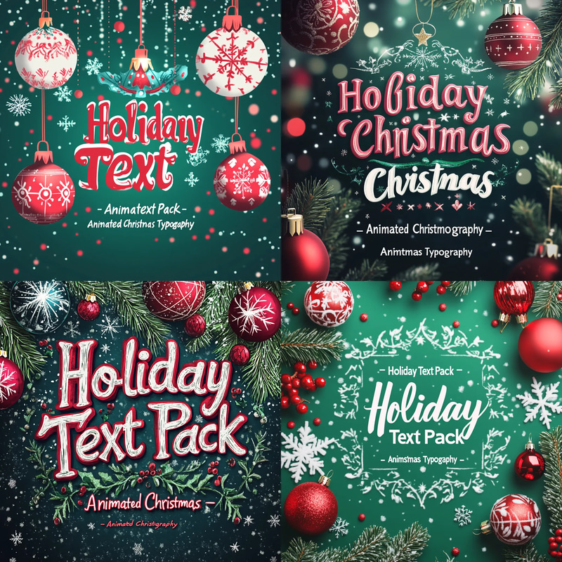 Holiday Text Pack - Animated Christmas Typography - Festive Motion Graphics for Seasonal Videos and Creative Content
