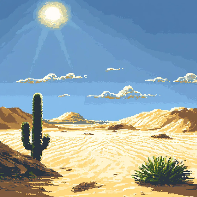 Sprawling Desert with Dunes Pixel Art - Vibrant Pixel Landscape Art for Game Developers and Digital Creators