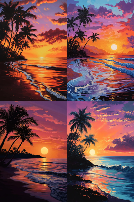 Island Sunset Peace - Serene Tropical Landscape Art for Relaxing Spaces and Creative Projects
