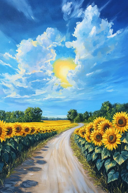 Summer Rural Road - Serene Landscape Art for Tranquil Home and Office Decor