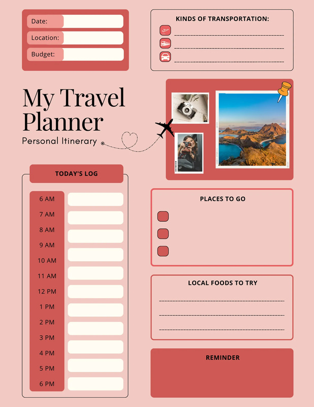 Bullet Escape Pink Itinerary Travel Journal - Stylish Travel Planner for Efficient Vacation Organization and Personal Adventures
