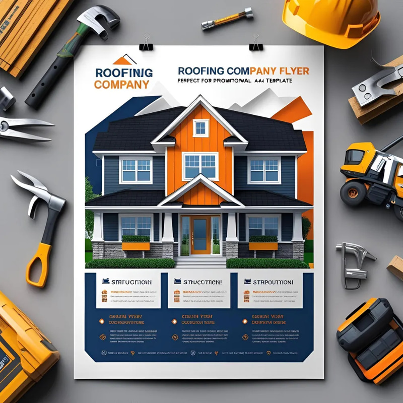 Roofing Company Flyer - Promotional A4 Template - Versatile Marketing Design for Contractors and Building Professionals
