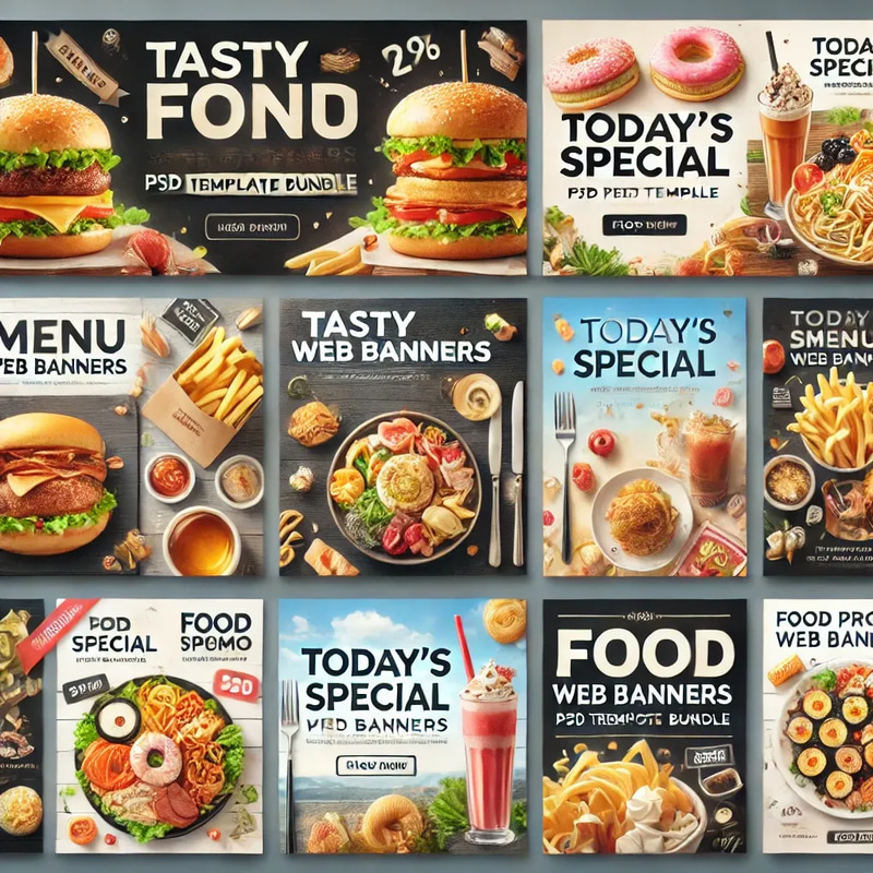 Tasty Menu Web Banners - Food Promo PSD Template Bundle - Clean Multi-Platform Food Advertising Templates for Marketers and Restaurateurs