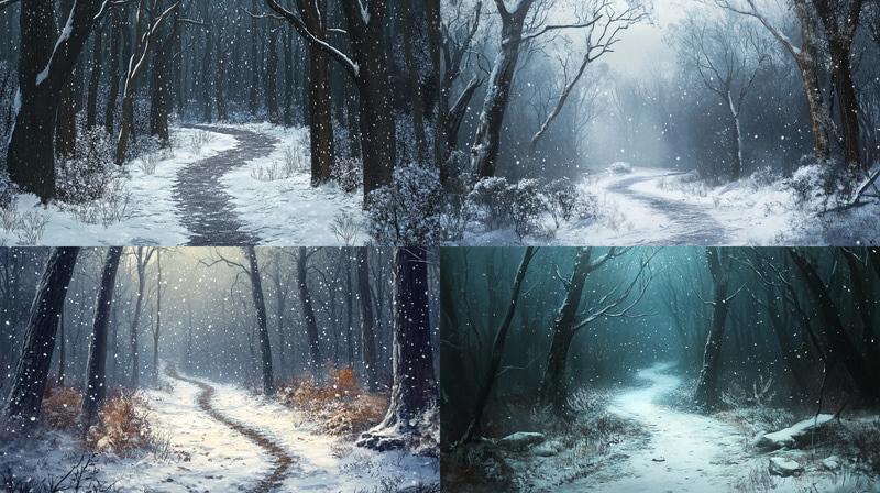Snowy Forest Path - Serene Winter Landscape Art for Tranquil Home and Office Decor