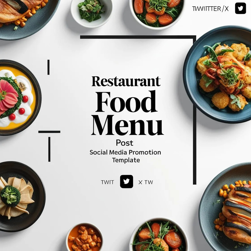 Restaurant Food Menu Post - Social Media Promotion Template - Engaging Twitter Ad Designs for Restaurants and Food Brands