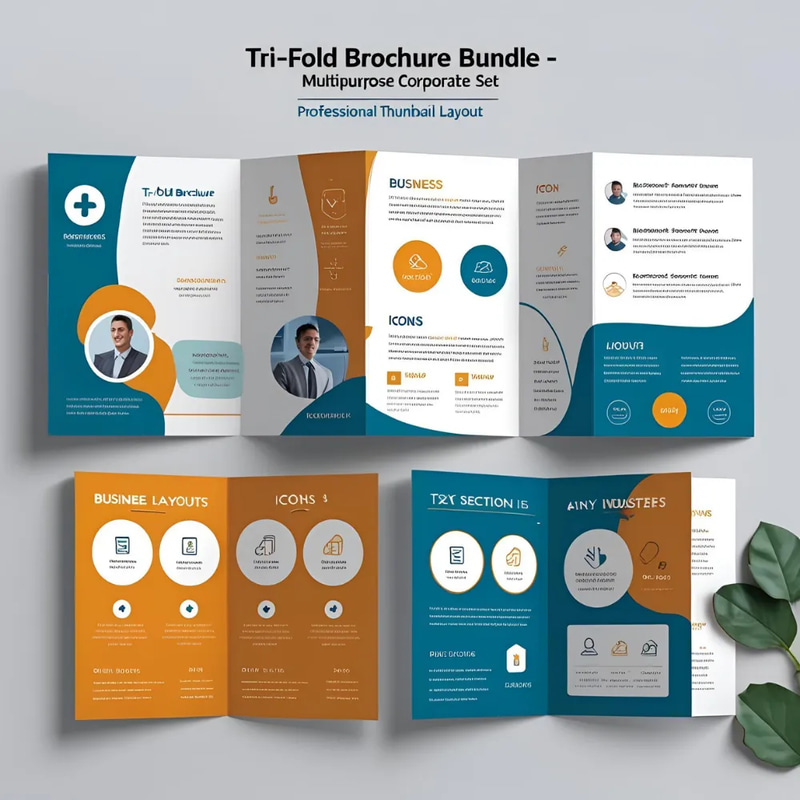 Tri-Fold Brochure Bundle - Multipurpose Corporate Set - Versatile Marketing Brochures for Professional Business Promotion